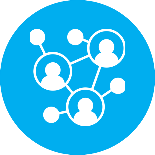 Network connections icon on blue background.