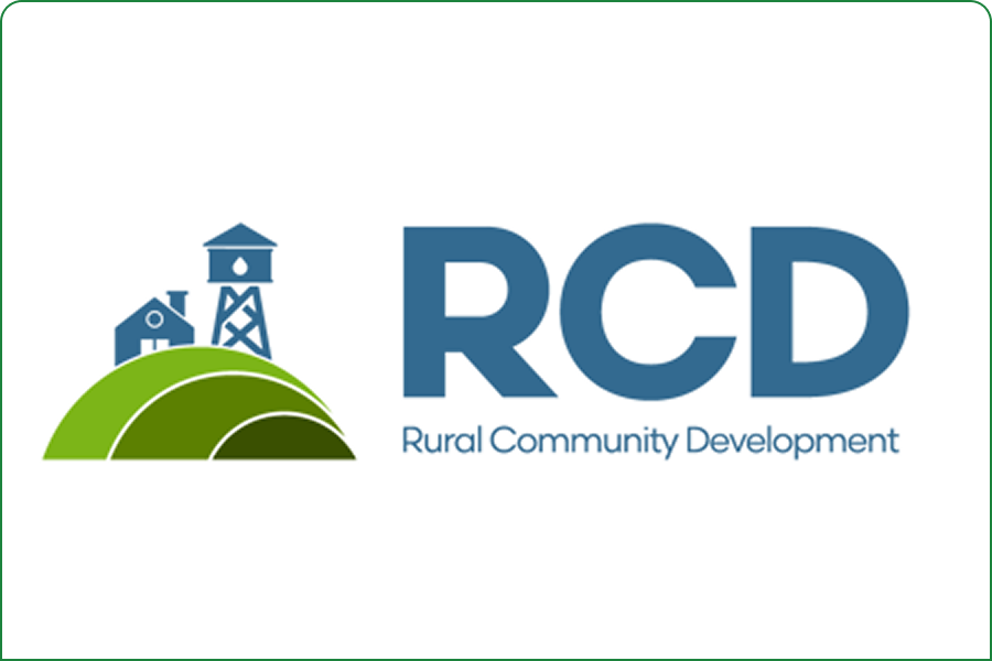 RCD logo with rural community elements.